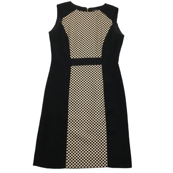 Tahari ASL Sheath Dress Sleeveless Dot Black Cream Women's 6 Work Office Neutral - Picture 1 of 10